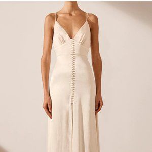 Shona Joy La Lune Cocktail Midi Dress in Cream